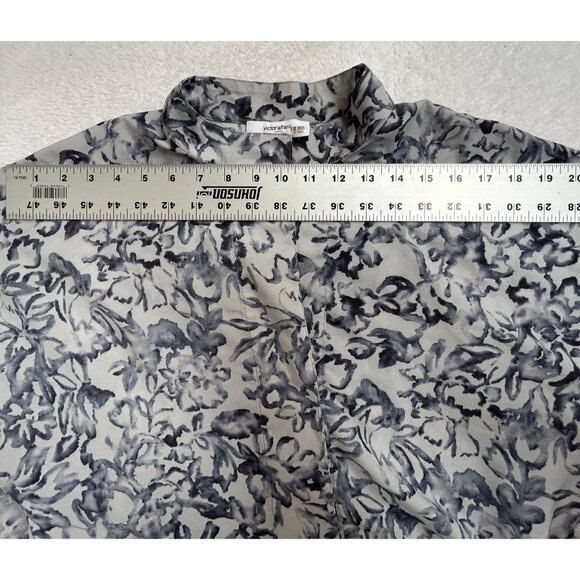 Victor Alfaro Collective Floral Print Button Up Shirt XS Gray/Black Short Sleeve - Picture 5 of 7